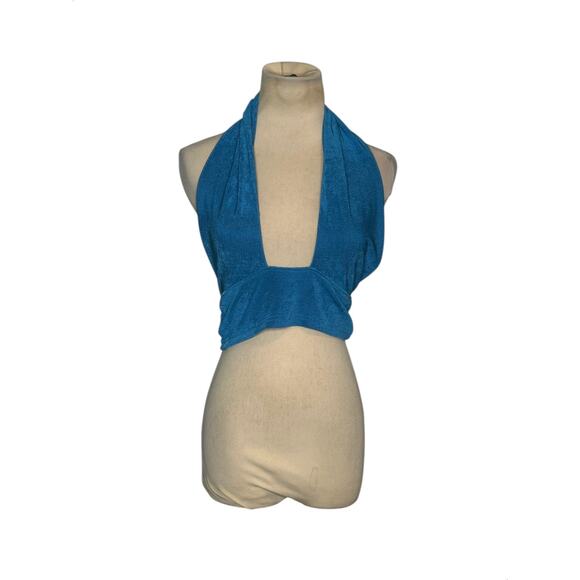 Dealmore blue halter crop top size Medium - Picture 12 of 16